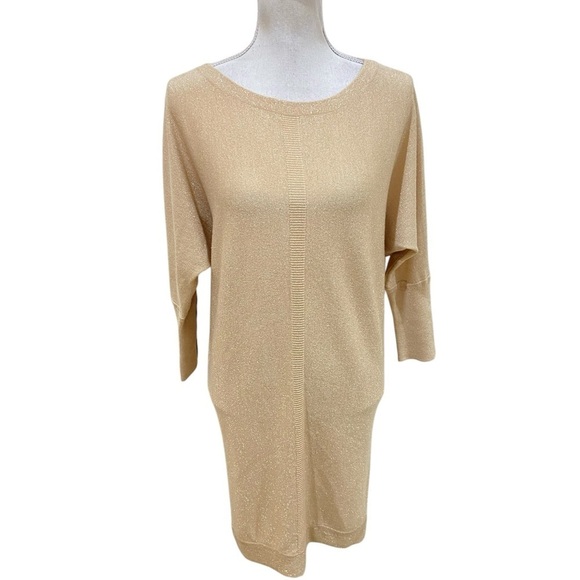 Lilly Pultizer metallic merino wool blend dolman sleeve cuff buttons dress small - Picture 2 of 14